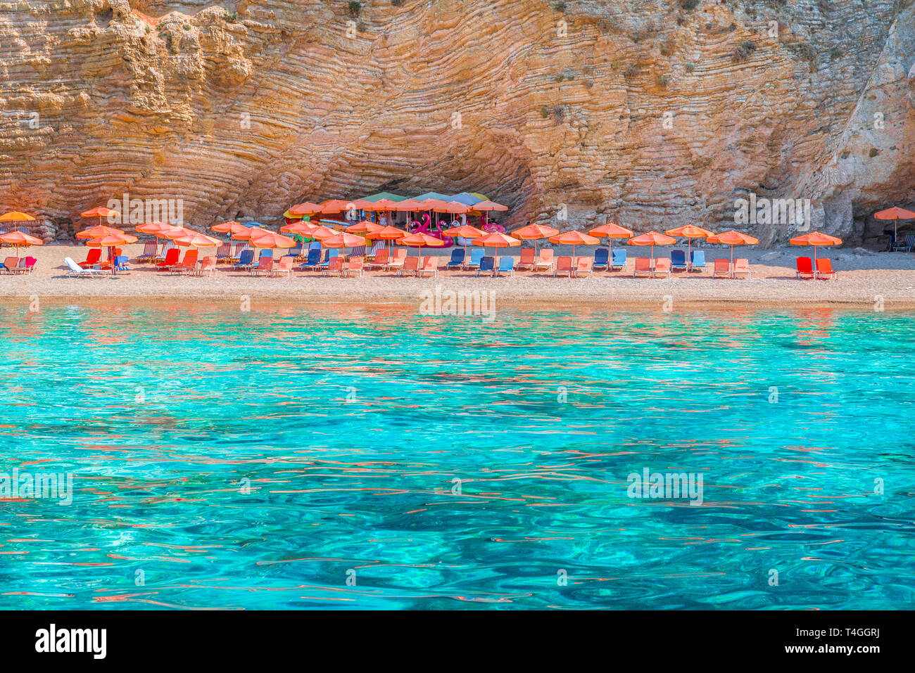 Wid Beach Paradise sur l'île de Corfou, Grèce, la mer Ionienne Banque D'Images