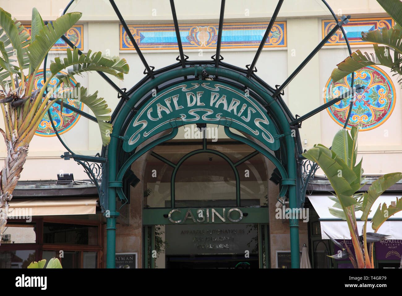 Cafe De Paris, l'entrée du Casino, Monte Carlo, Monaco, Cote d Azur, Méditerranée, Europe Banque D'Images