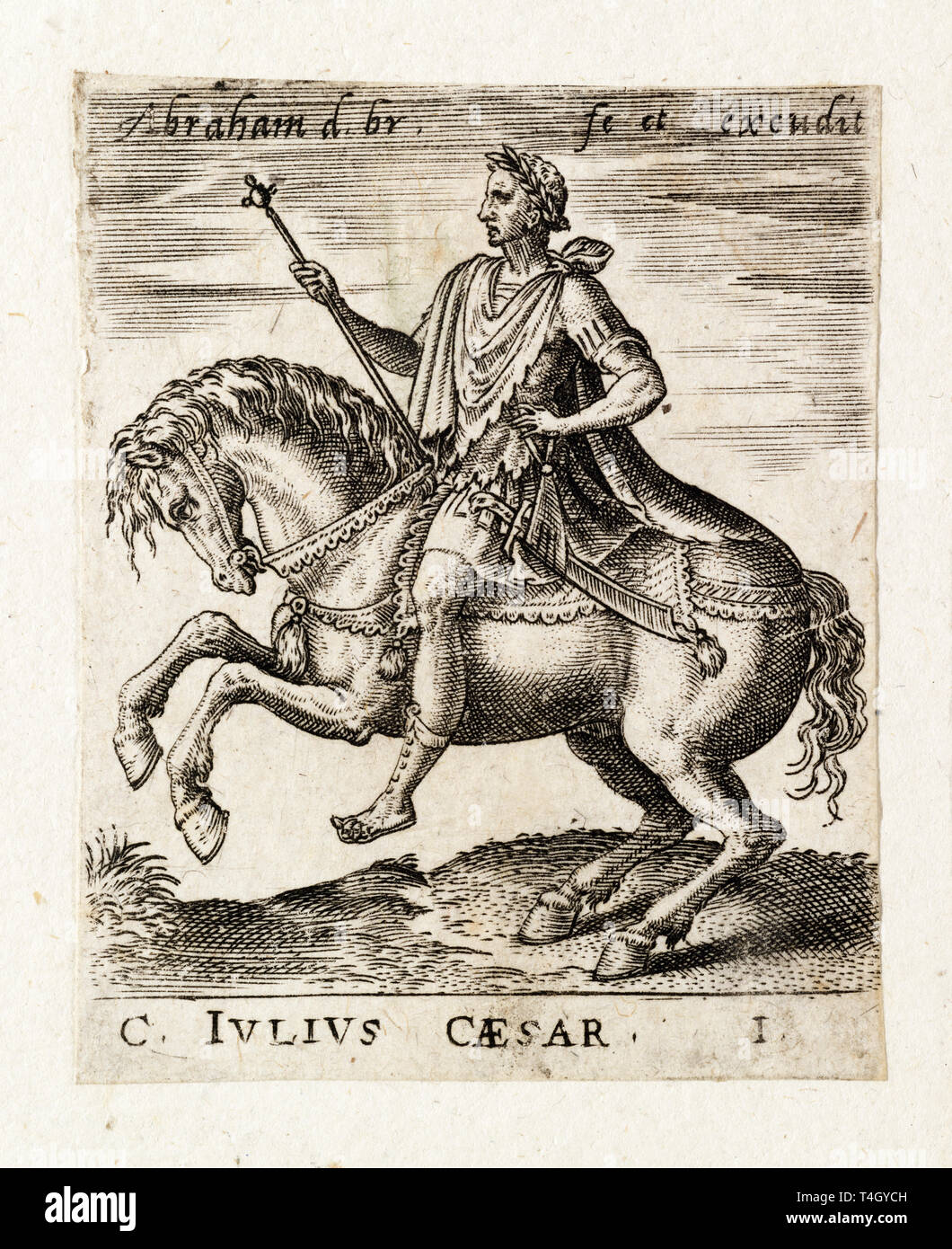 Jules César de douze Césars à cheval, gravure par Abraham de Bruyn, ch. 1565 Banque D'Images