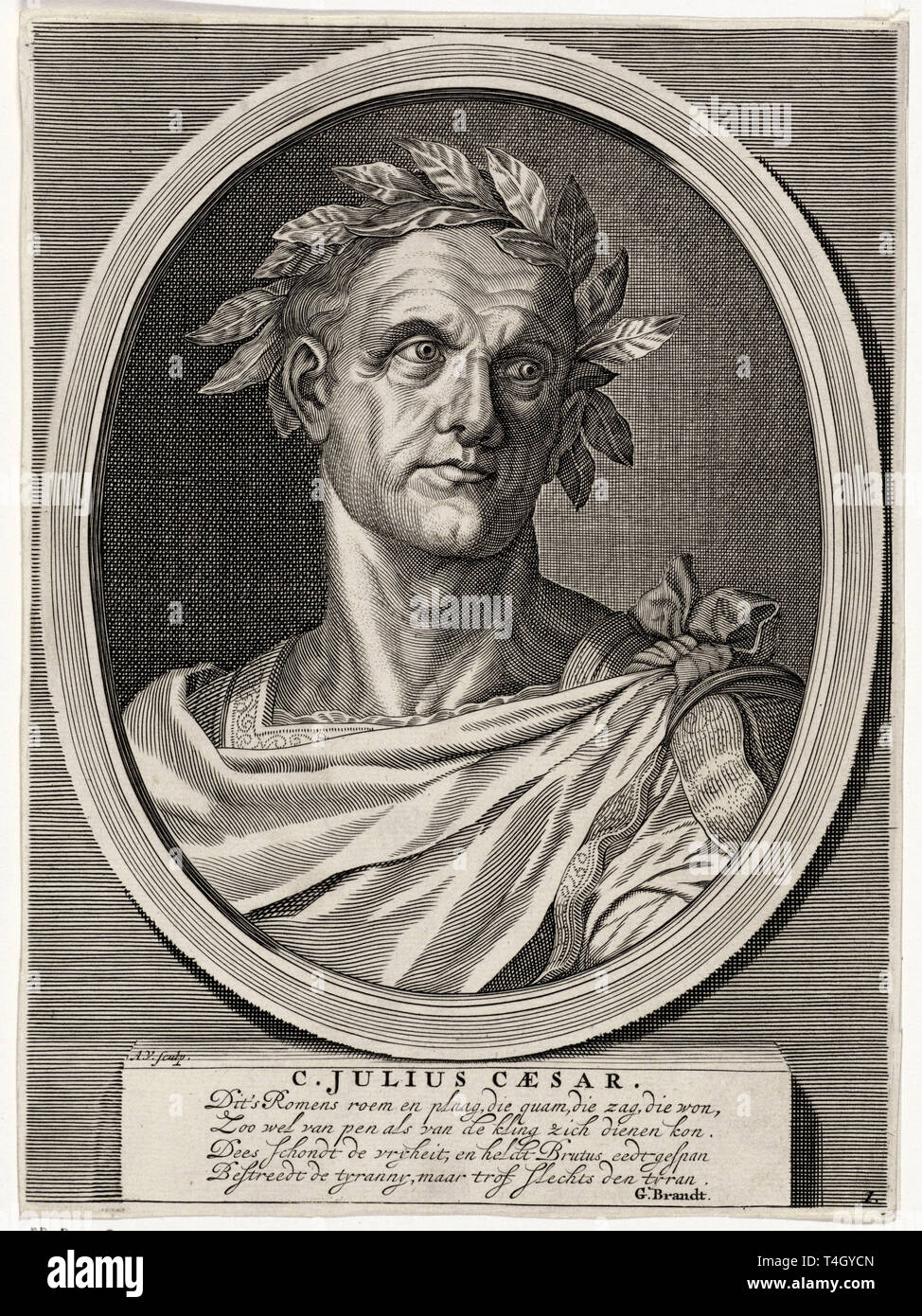 Portrait de Jules César, Andries Vaillant, d'après Titien, gravure, vers 1665 Banque D'Images