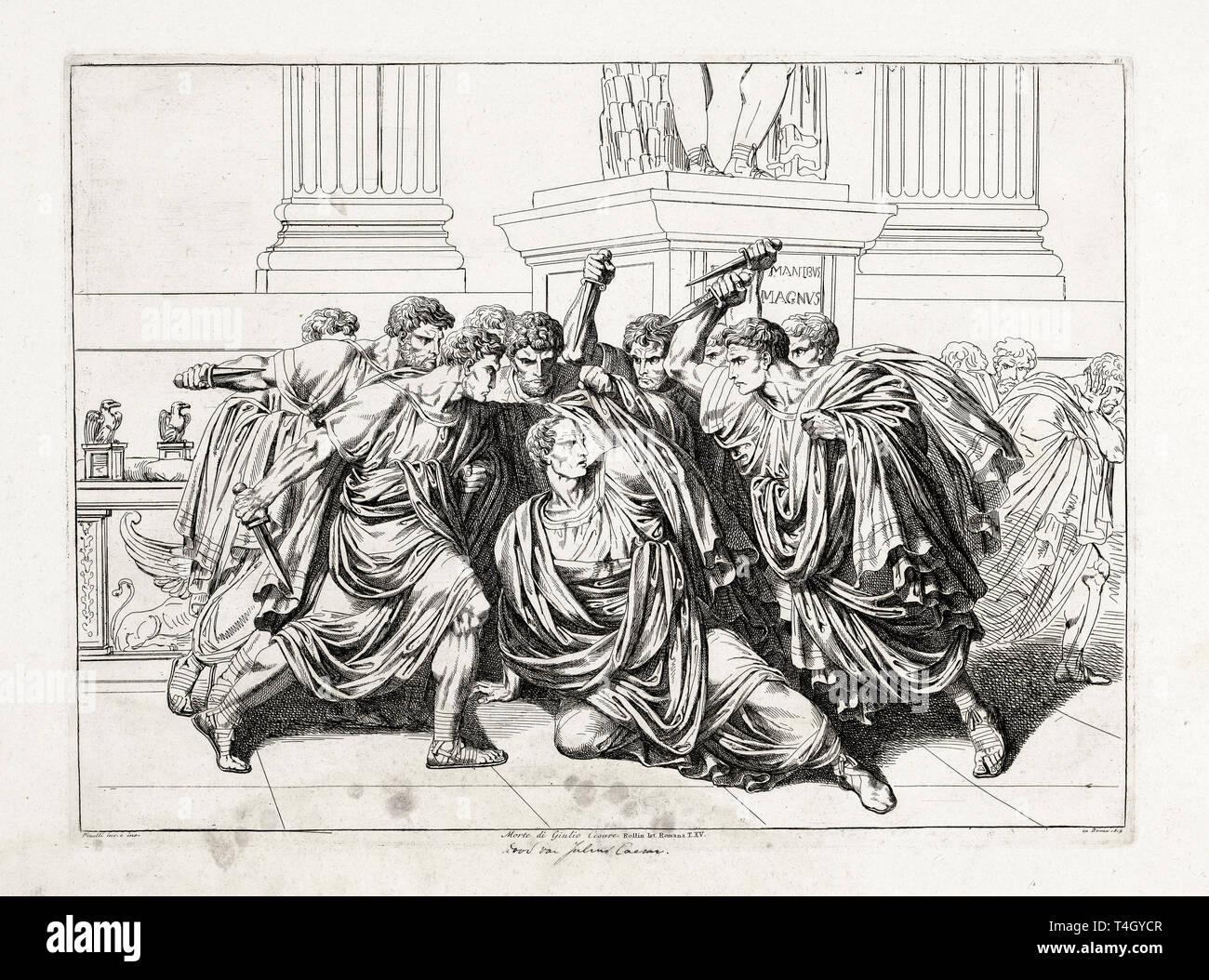 L'assassinat de Jules César, Bartolomeo Pinelli, gravure, 1818 Banque D'Images