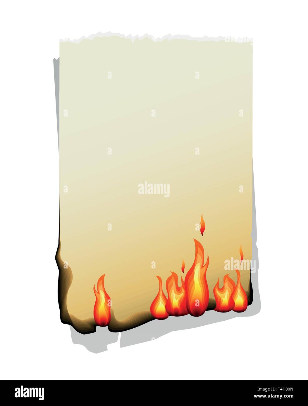 Feuille de papier en feu isolé sur fond blanc. Vector Illustration. Illustration de Vecteur