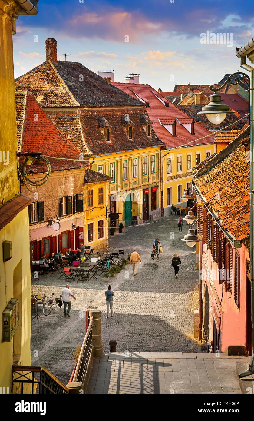 La vieille ville de Sibiu, en Transylvanie, Roumanie Banque D'Images