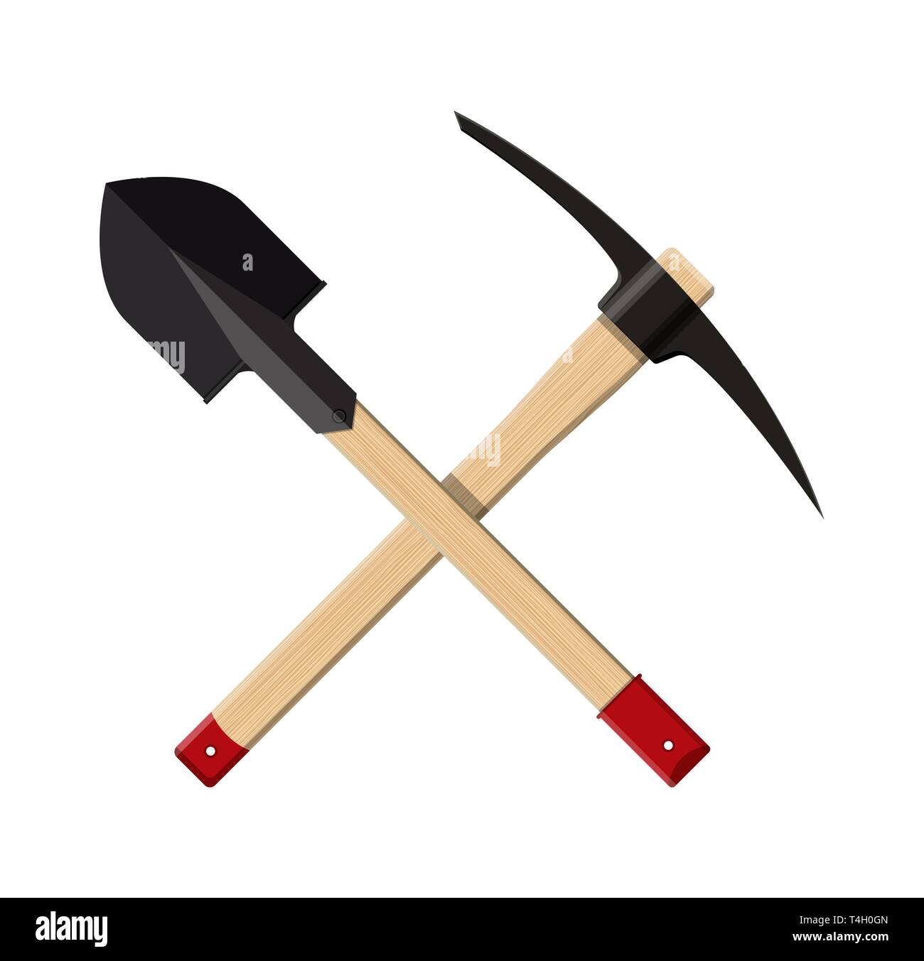 Traversée d'une pelle et d'une pioche. Les mineurs d'outils à main pour l'extraction des minéraux. Symbole d'un travail manuel. Vector illustration style de télévision Illustration de Vecteur