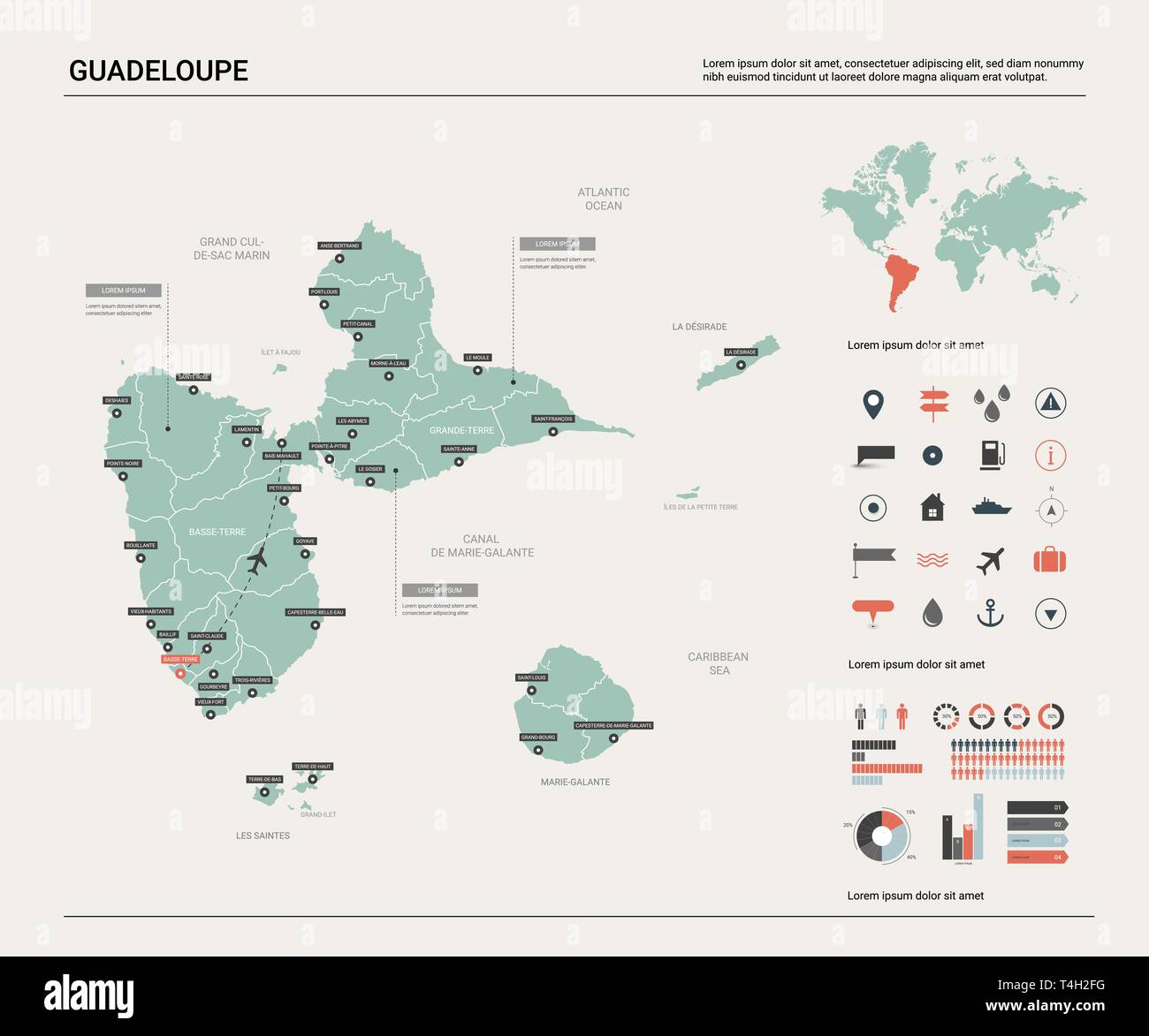 Carte Vectorielle De La Guadeloupe Carte Pays Très