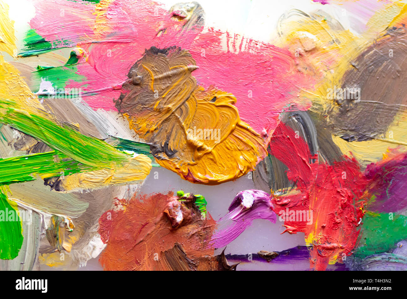 Image en arrière-plan de la peinture à l'huile sur la palette. Close-up, l'abstraction Banque D'Images
