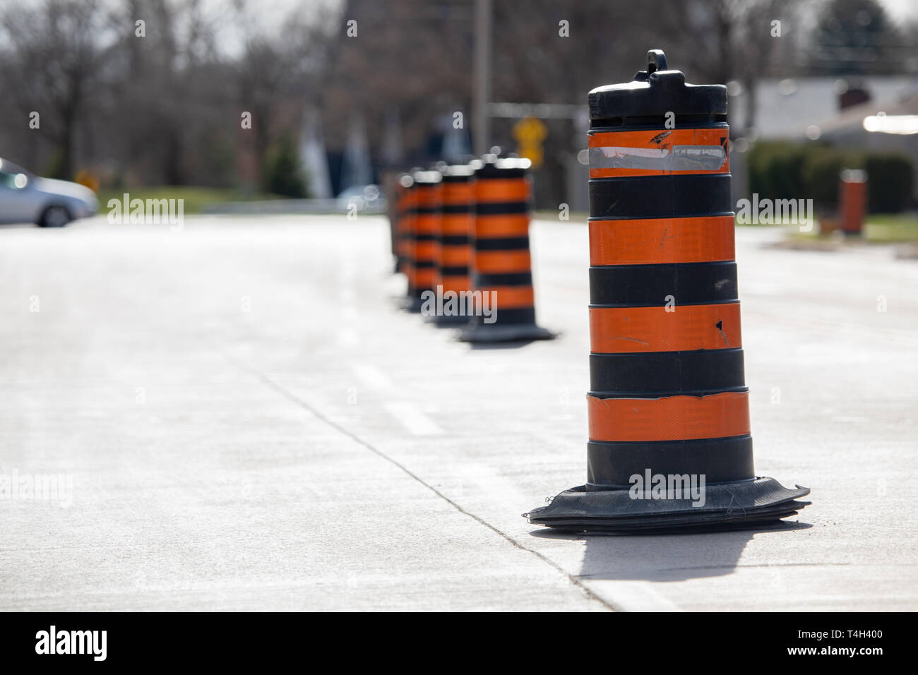 La fermeture des routes Construction Ville Route Urbain grands pylônes détour routier Banque D'Images