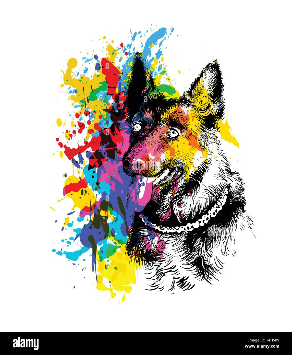Portrait de chien berger allemand Illustration de Vecteur