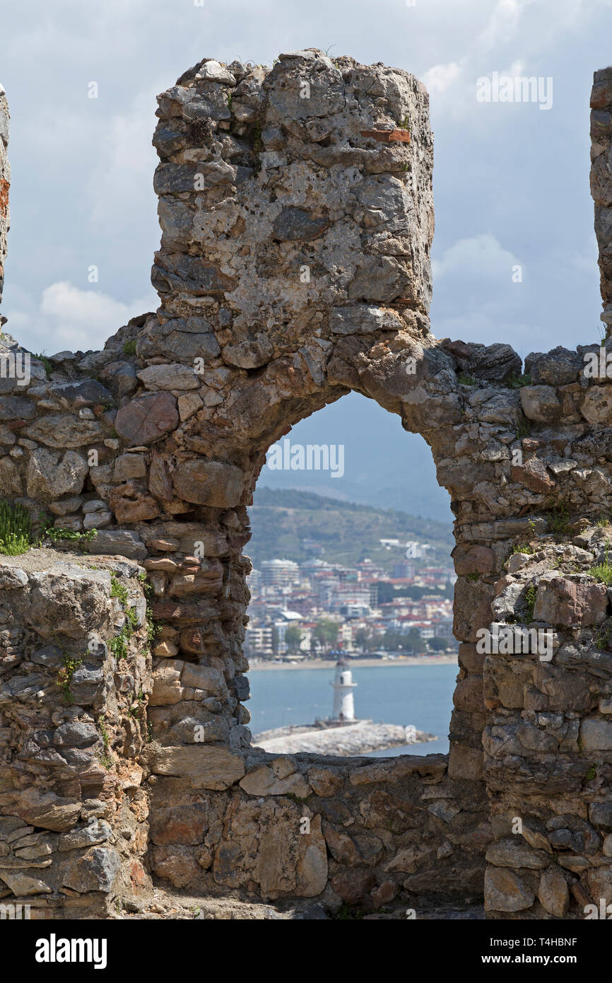 Reste de la ville sur la colline du Château, Alanya, Antalya Province, Turkey Banque D'Images