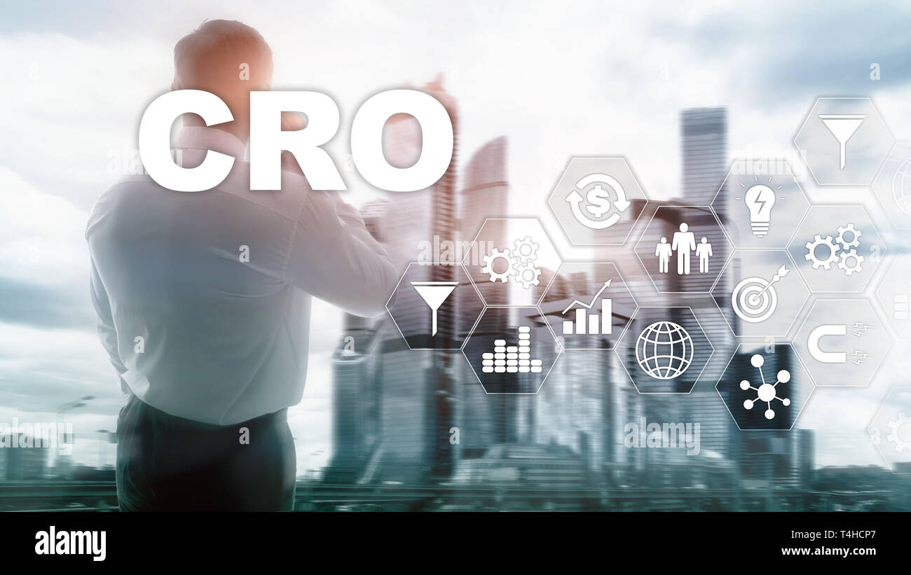 Optimisation du taux de conversion. Activités d'ORC Technology Finance concept sur un écran virtuel. Banque D'Images