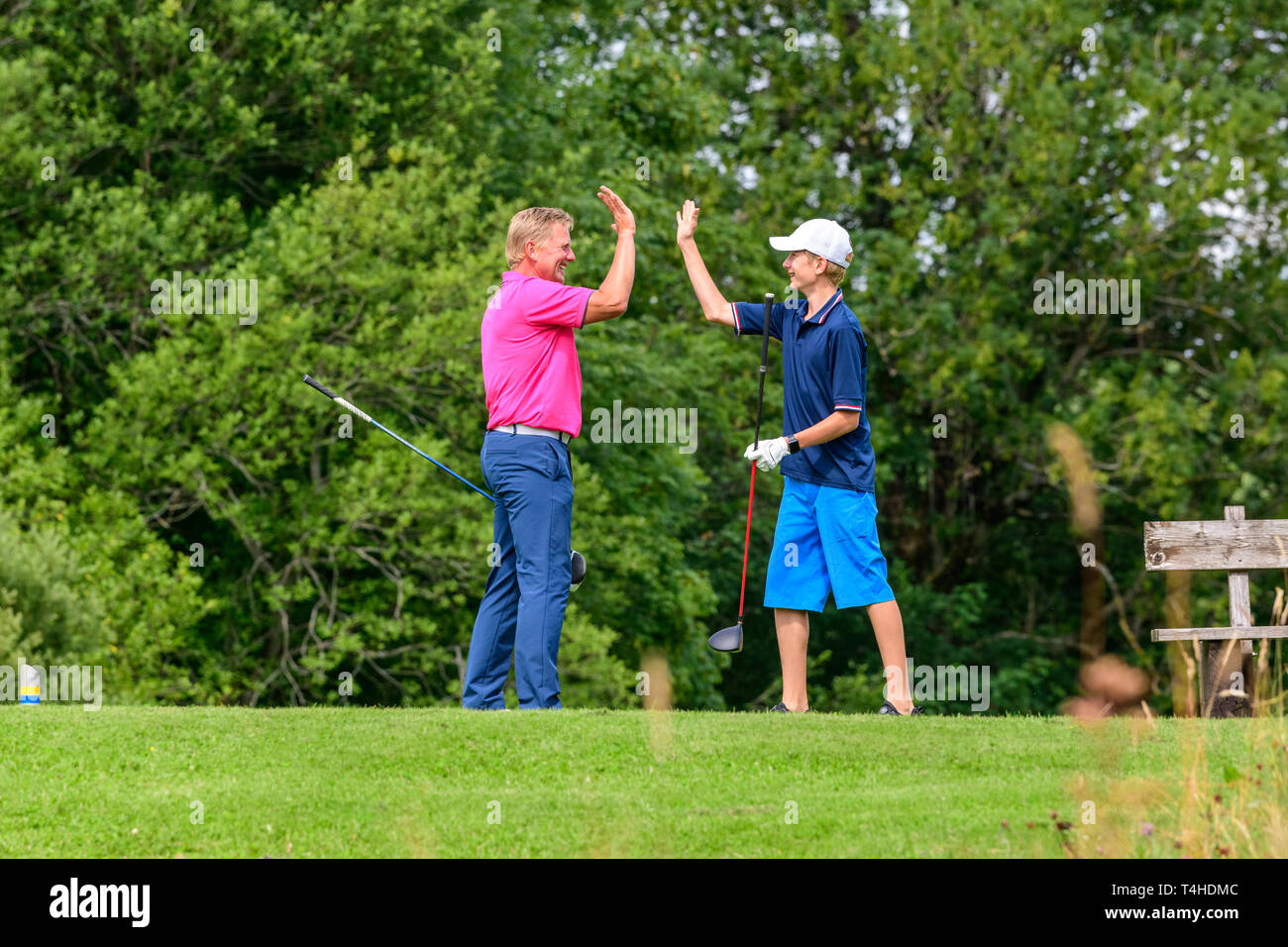 Donnez-moi cinq on golf course Banque D'Images