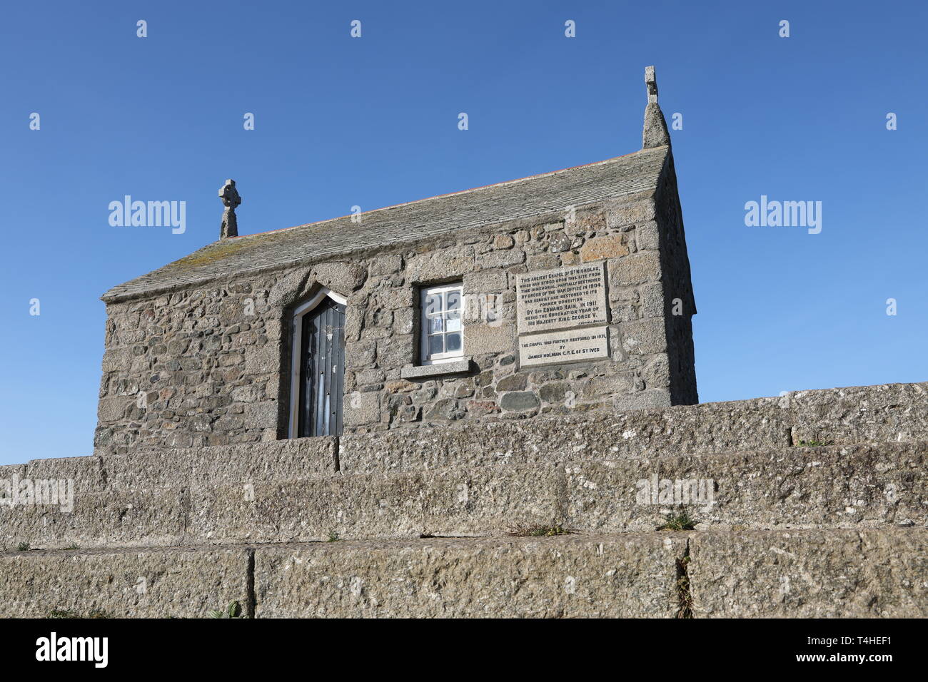 Chapelle Saint-Nicolas sur l'île de St Ives, Cornwall Banque D'Images