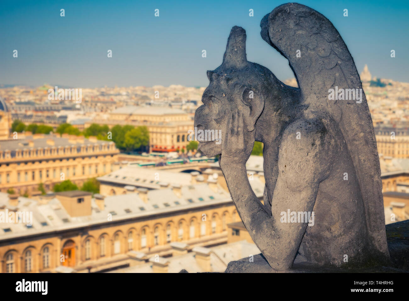 Gargouille sur la cathédrale Notre Dame, Paris Banque D'Images
