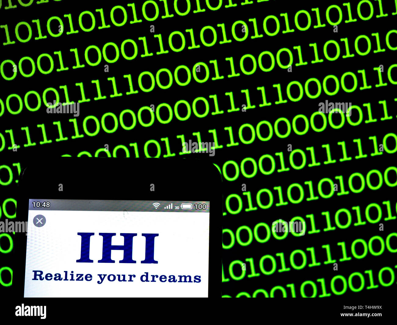 L'Ukraine. Apr 16, 2019. Sur cette photo, l'illustration a IHI Corporation vu le logo affiché sur un téléphone intelligent. Crédit : Igor Golovniov SOPA/Images/ZUMA/Alamy Fil Live News Banque D'Images