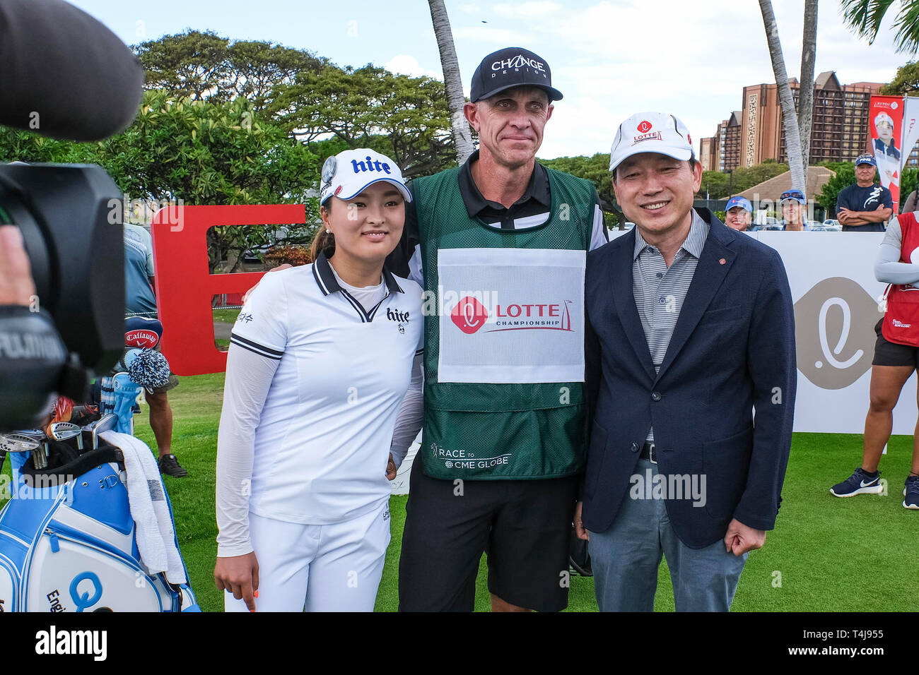 Kapolei, Hawaii, USA. 17 avr, 2019. 17 avril 2019 - Jin Young Ko est le nouveau Leader du Classement Mondial Rolex et pose pour les photos avant le premier tour à la Lotte Championship présenté par Hershey à Ko Olina Golf Club à Kapolei, HI Crédit : Cal Sport Media/Alamy Live News Banque D'Images