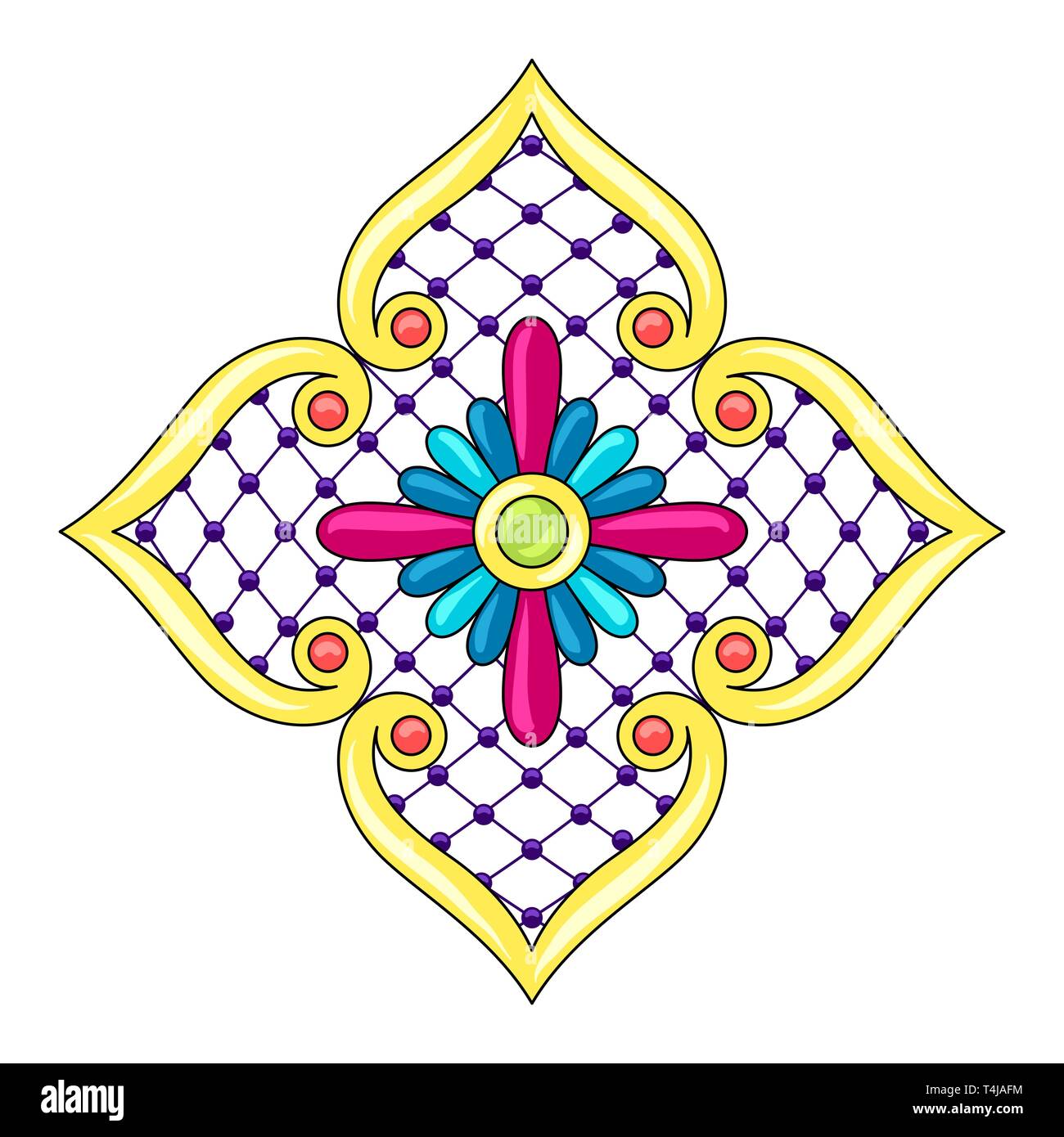 Star mexicaine avec fleur d'ornement. Illustration de Vecteur
