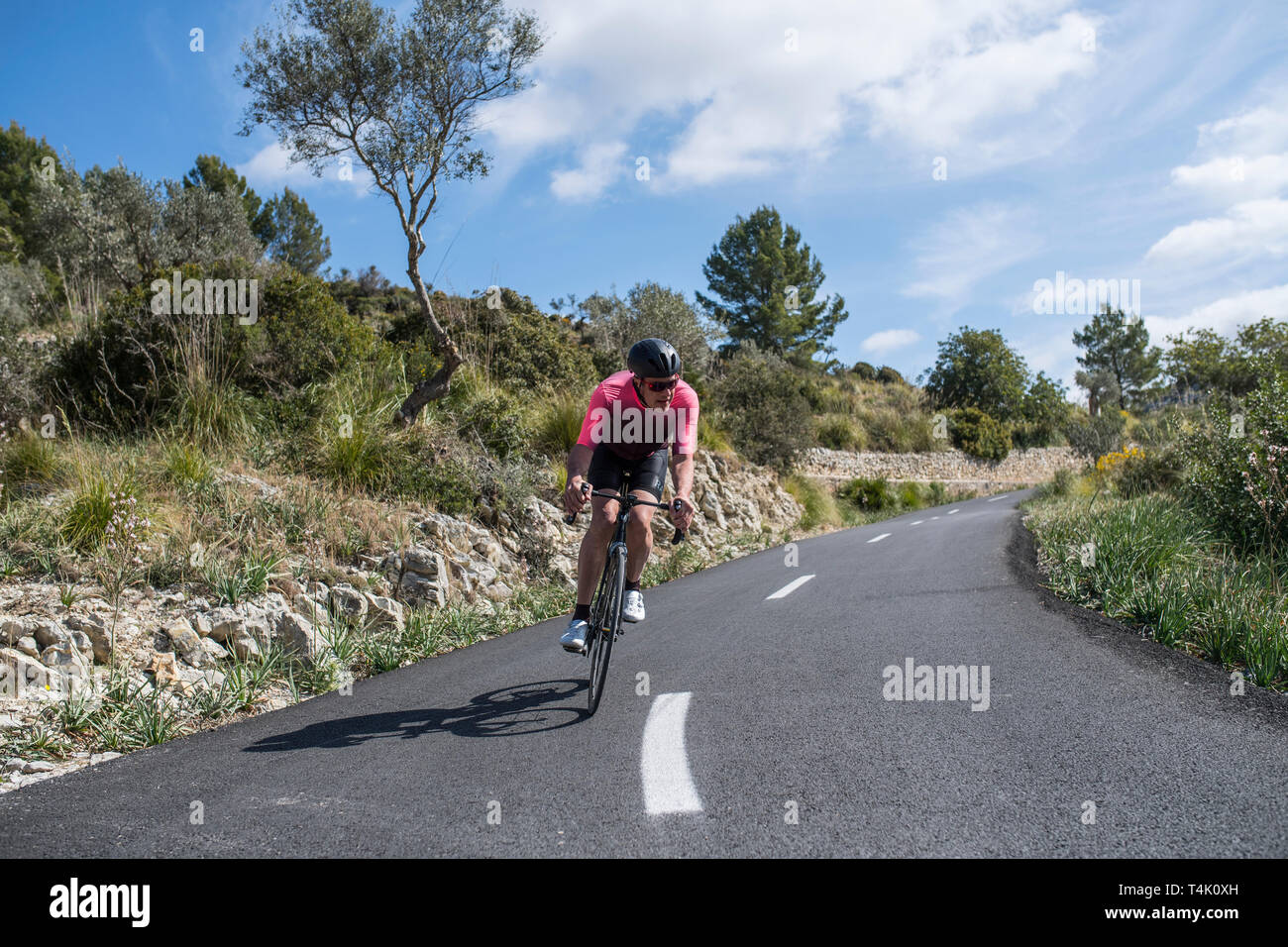 Randonnée à vélo sur les routes de Majorque, Espagne. Banque D'Images