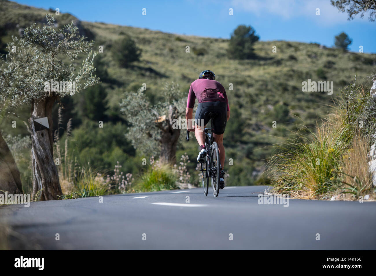 Randonnée à vélo sur les routes de Majorque, Espagne. Banque D'Images