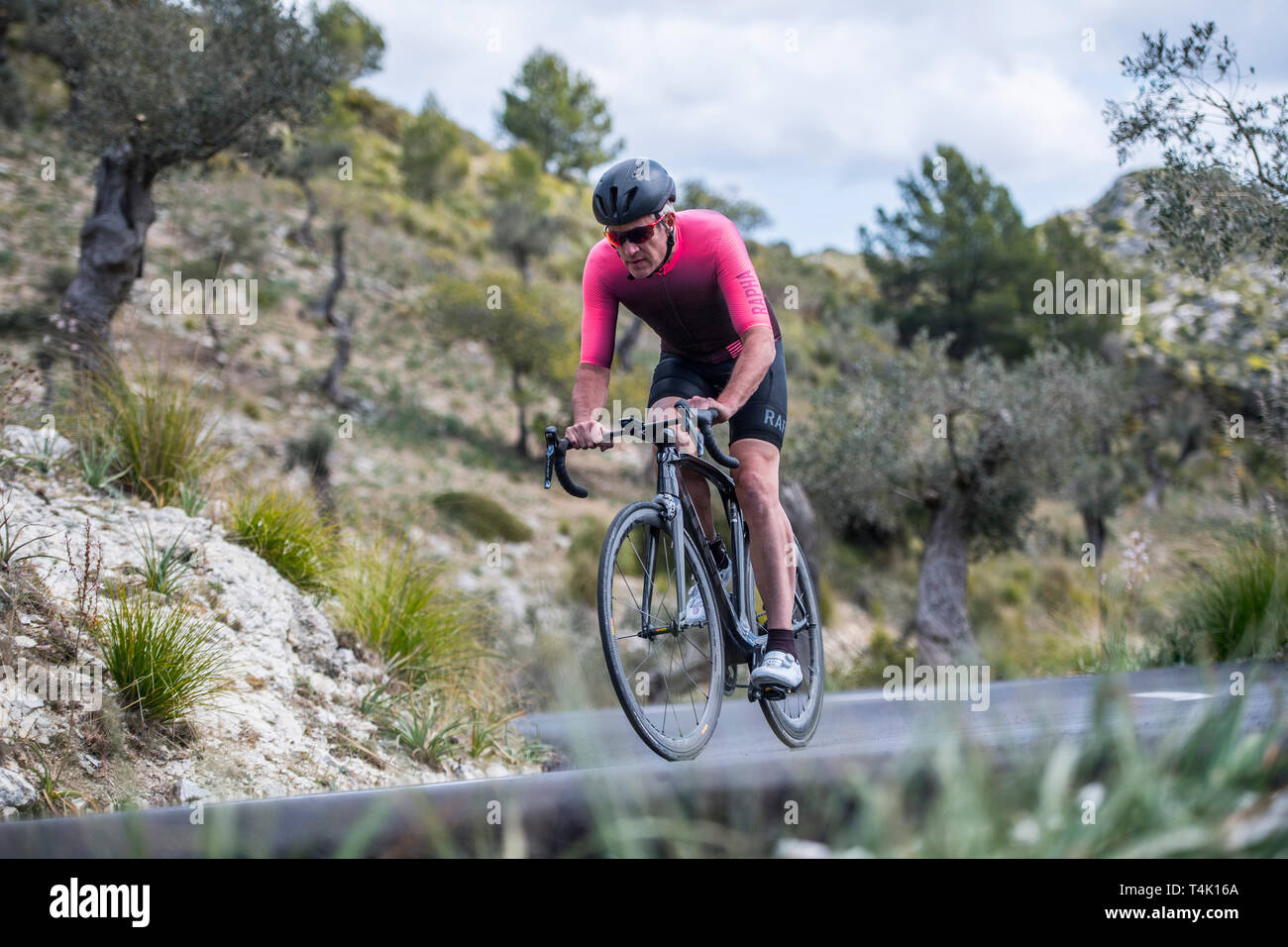 Randonnée à vélo sur les routes de Majorque, Espagne. Banque D'Images