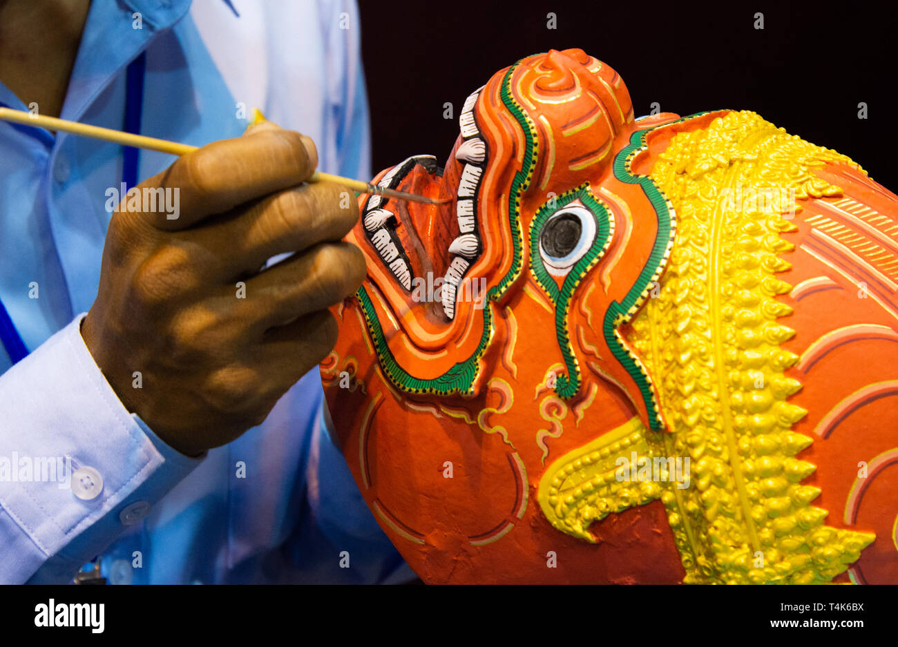 Masque Khon Hanuman, fait main, masques masque Khon Thai Banque D'Images