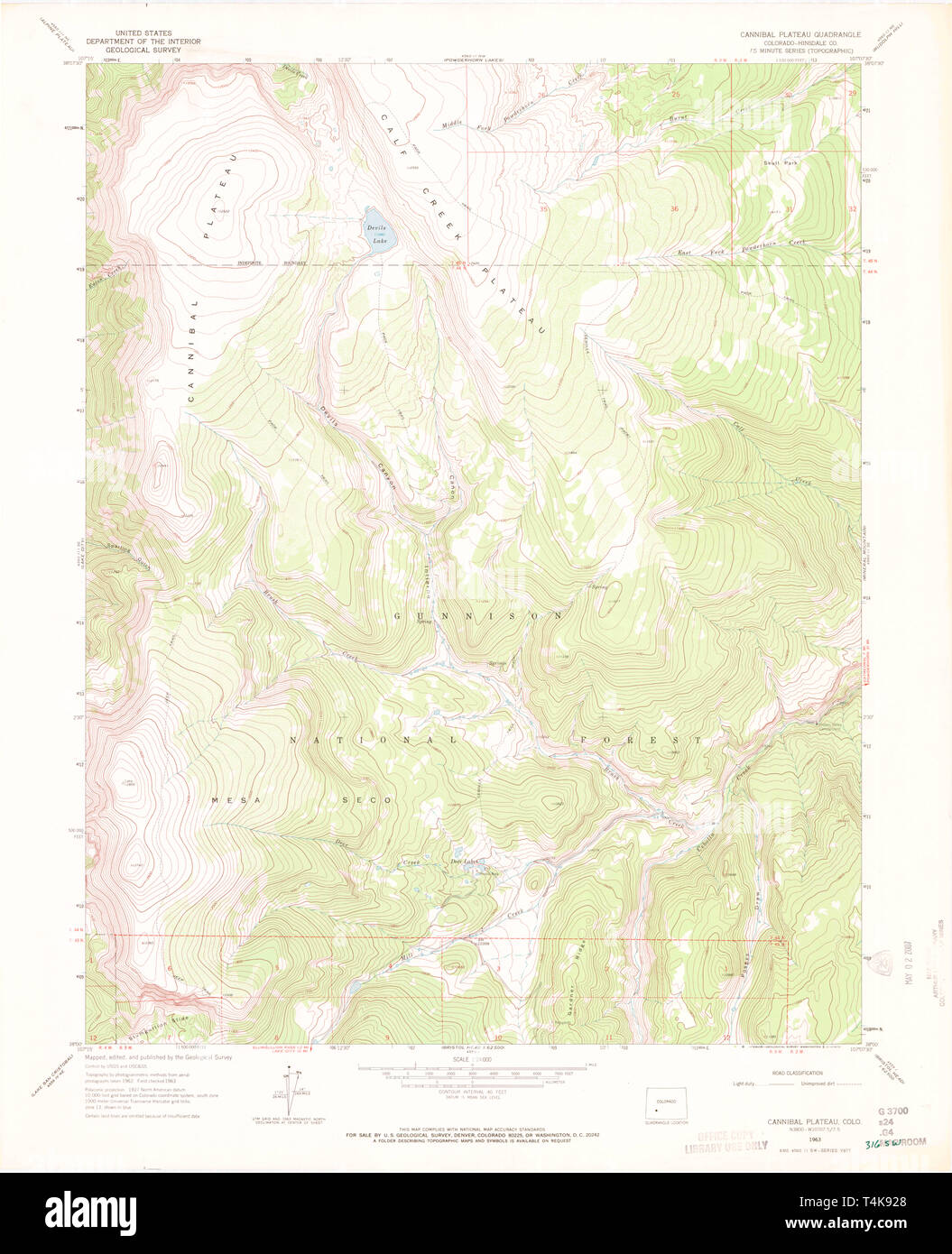 Carte TOPO USGS CO Colorado Plateau cannibale 4004961963 Restauration 24000 Banque D'Images