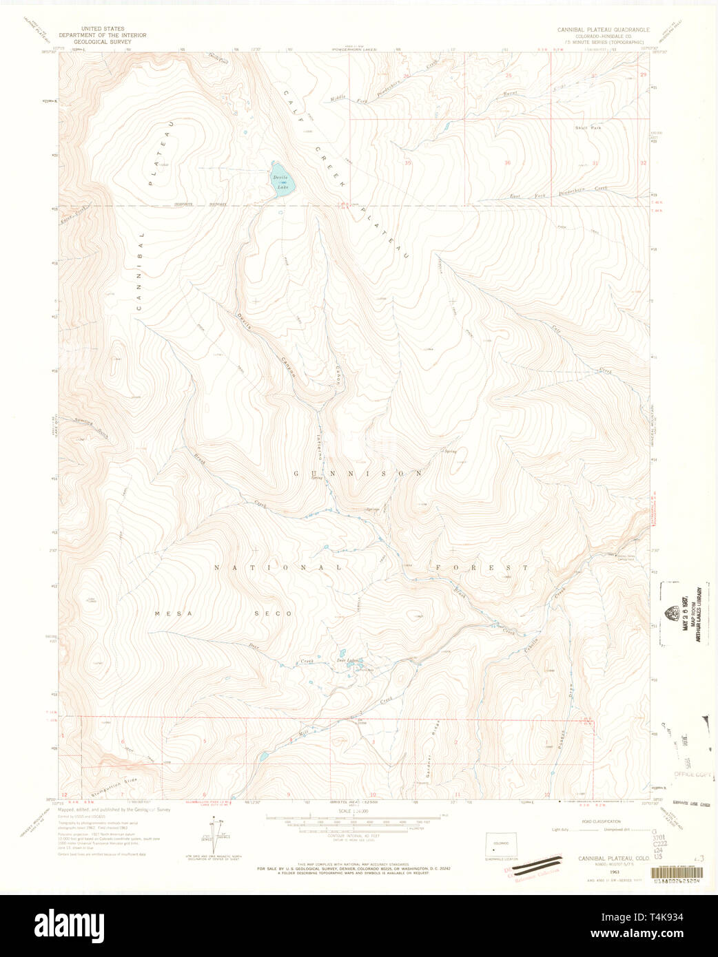 Carte TOPO USGS CO Colorado Plateau cannibale 4004991963 Restauration 24000 Banque D'Images