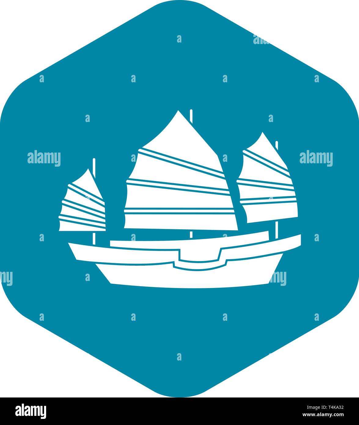 Junk Boat, icône de style simple. Illustration de Vecteur