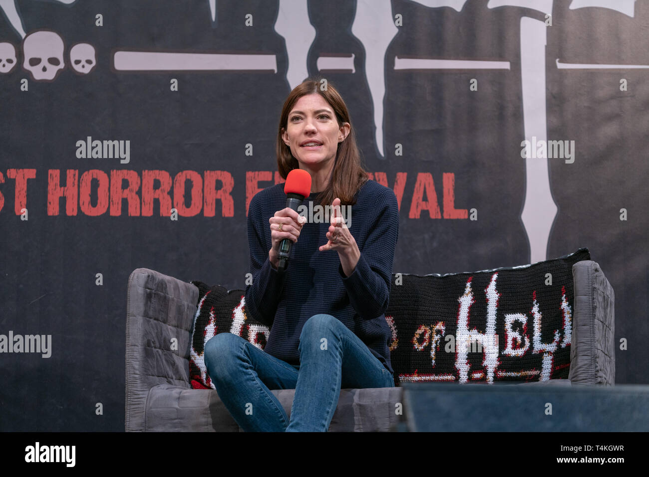 DORTMUND, ALLEMAGNE - 14 Avril 2018 : Jennifer Carpenter (*1979, actrice américaine) au week-end d'Enfer Édition printemps 2019, un deux jours (13-14 avril 2019) sur le thème de l'horreur fan convention. Banque D'Images