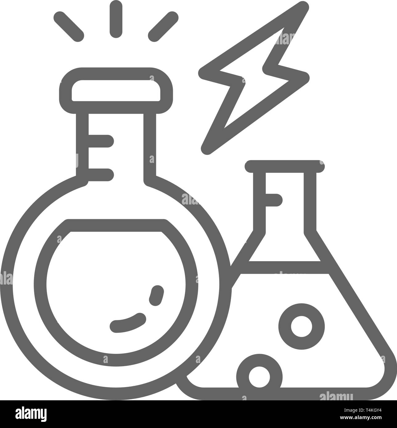 L'équipement de laboratoire, d'expérimentation, l'icône de la ligne du tube d'essai. Illustration de Vecteur