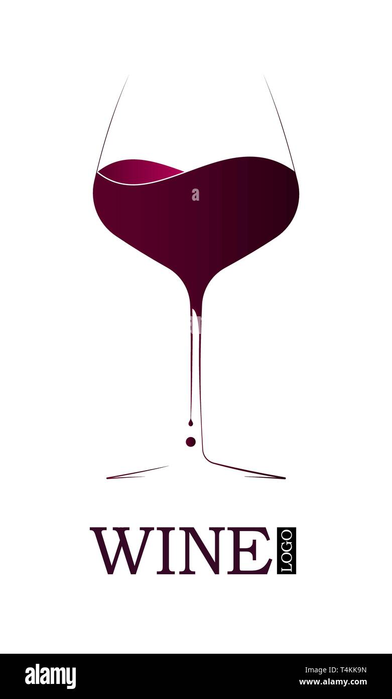 Boutique de vin ou de vins. Logo ou emblème avec un verre de vin et le vin de s'éclabousser dans elle. Disposition verticale. Illustration de Vecteur