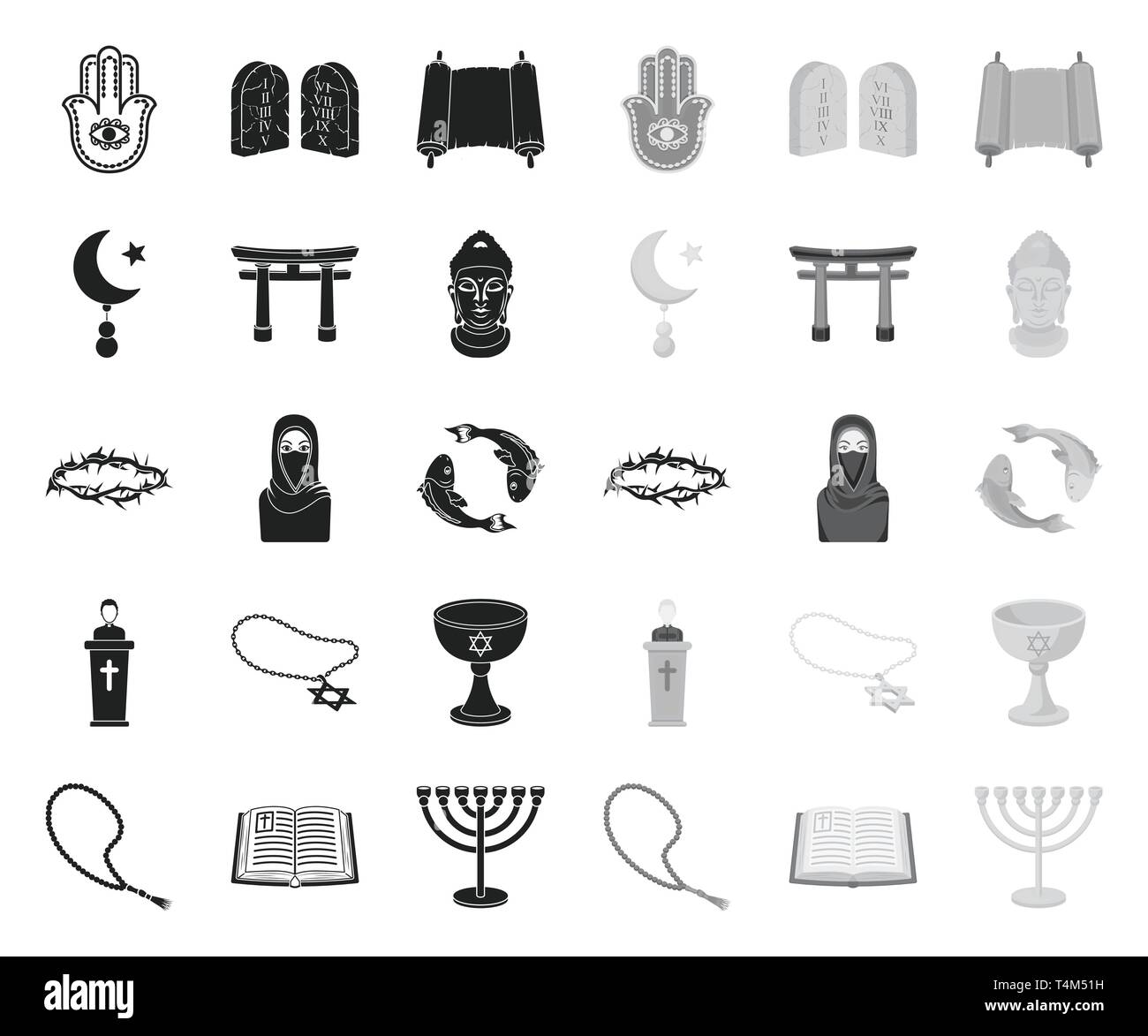 La religion et la conviction des icônes de mono.collection set pour la conception. Accessoires, vecteur illustration stock symbole de prière. Illustration de Vecteur