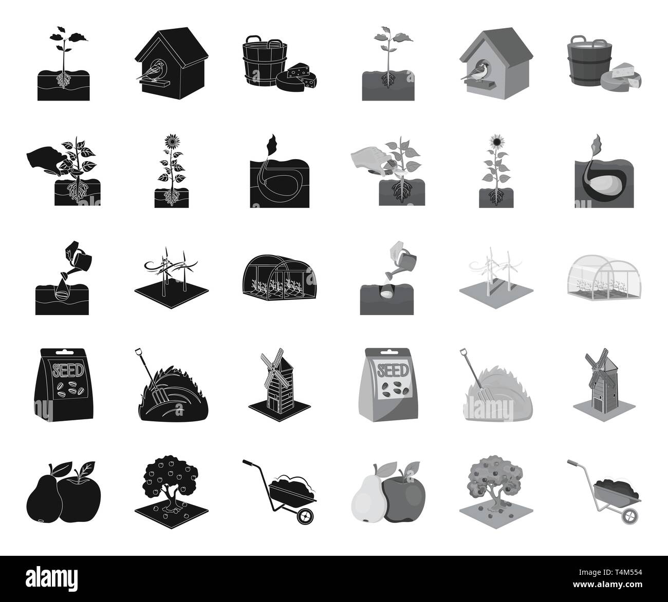 L'orge,apple,oiseaux,cabane,black.mono godet,bâtiment,tapis,collection,écologie,énergie,ferme,engrais,farine,fourche,,fruits,jardin,serre,céréales,récolte,maison,foin,enveloppes,icône illustration,inscription,logo,feuilles,huile,moulin,emballage,papier,plantes,poire,root,ciseaux,graines,set,sol,de,tournesol,structure,légumes,eau,web,blé,brouette,vecteurs vecteur , Illustration de Vecteur
