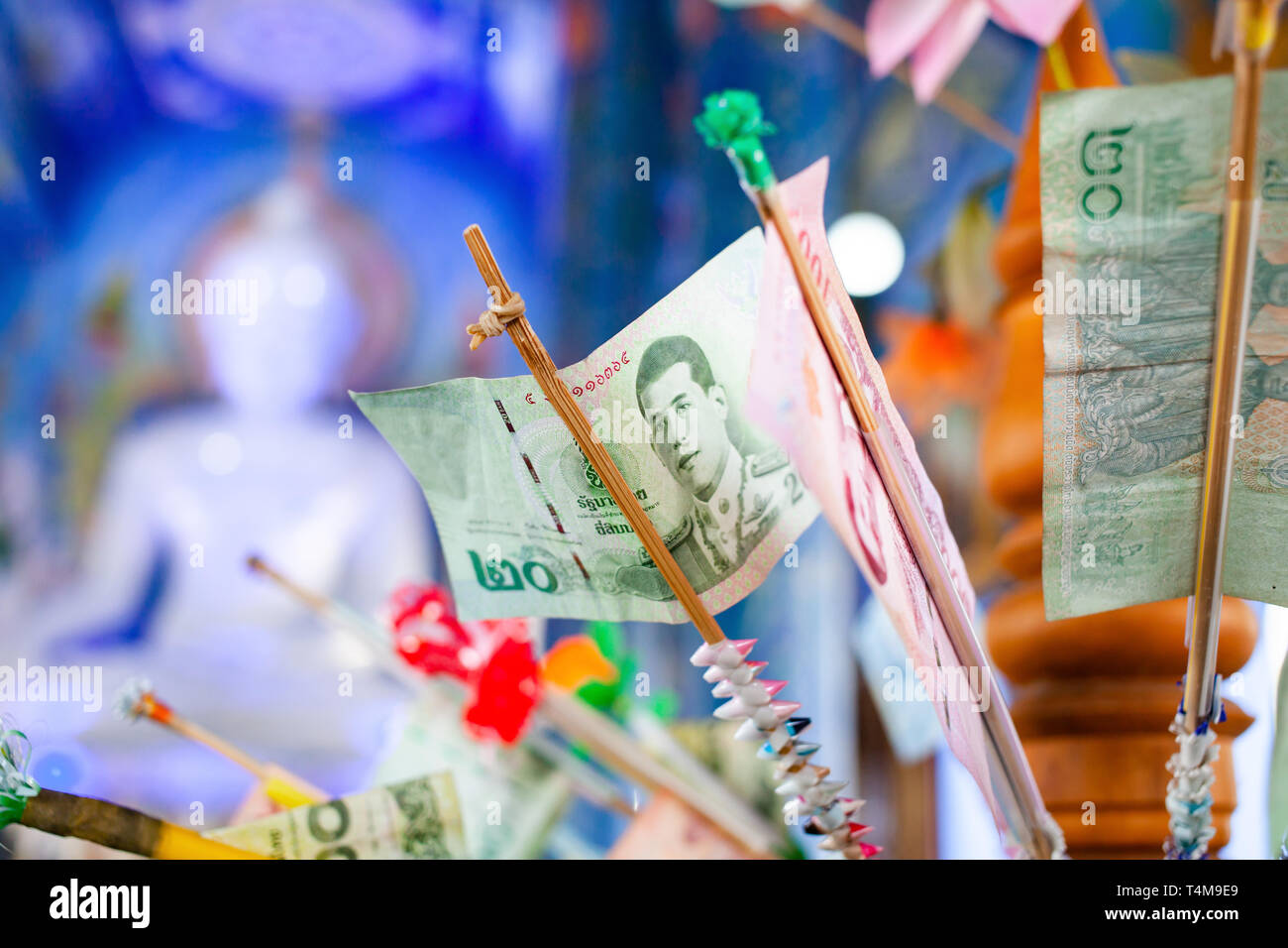 L'intérieur du temple bleu à Chiang Rai Banque D'Images