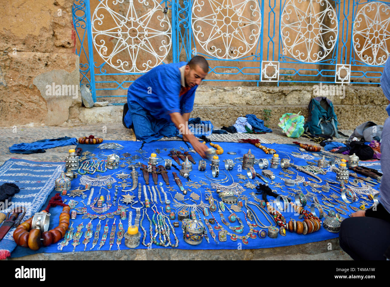 Bijoux Argent à Chefchaouen medina pris @Chefchaouen, Maroc, Afrique du Nord Banque D'Images