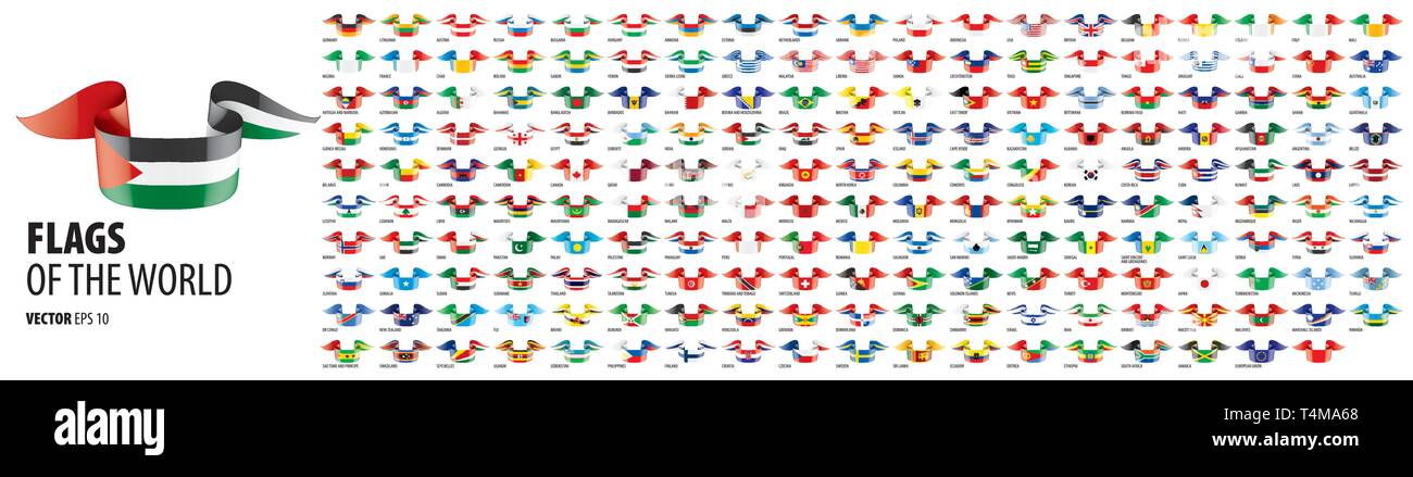 Les drapeaux nationaux des pays. Vector illustration sur fond blanc Illustration de Vecteur