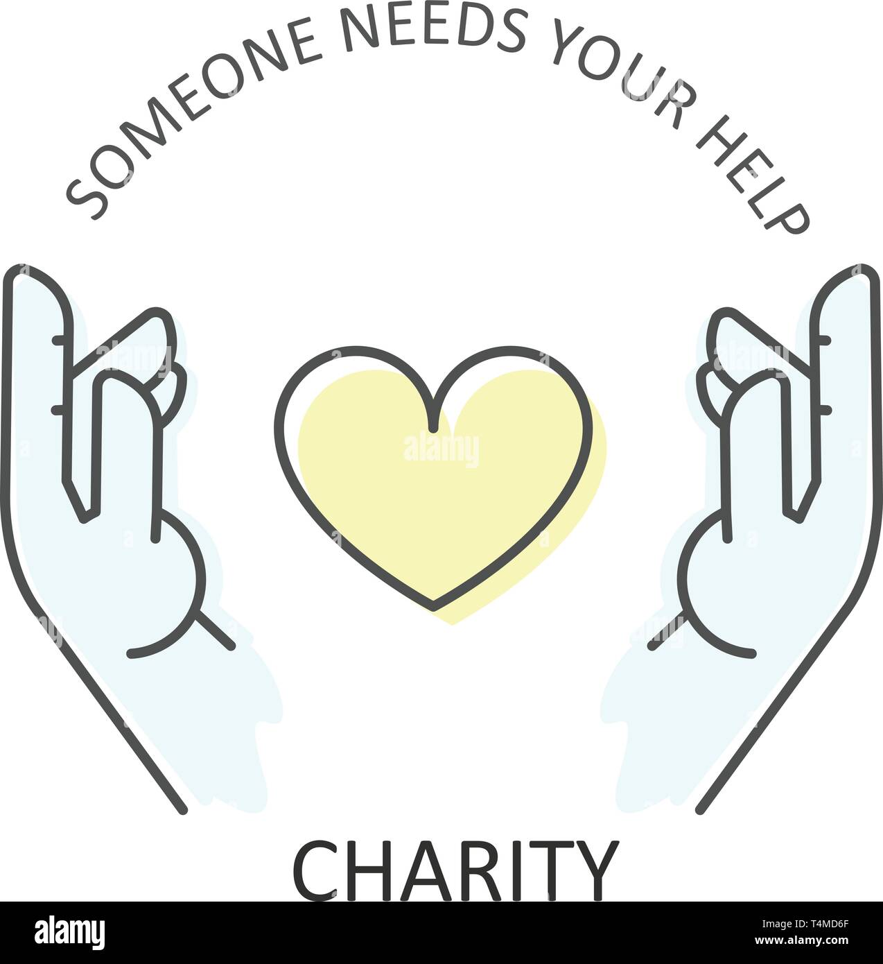 Mains embrasse coeur - la charité, Don et bénévolat concept Illustration de Vecteur