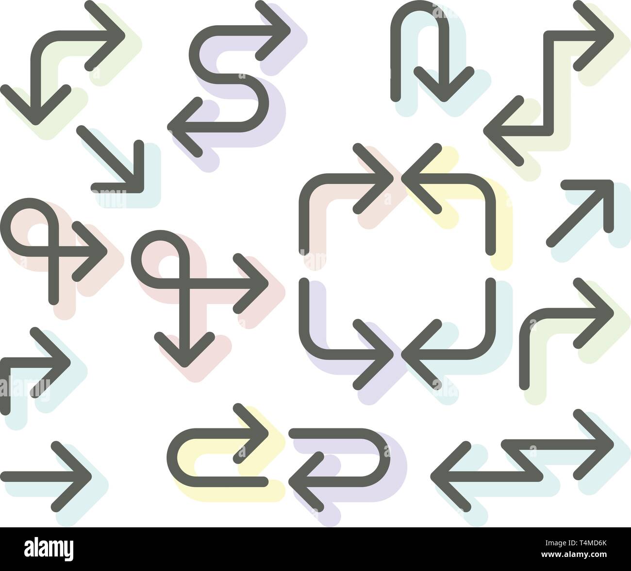 Mince simple set - flèches flèches de navigation, des icônes de l'art en ligne Illustration de Vecteur