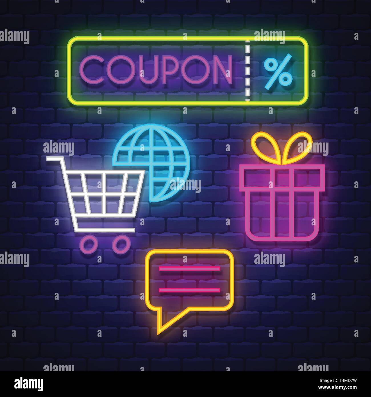 E-commerce collection enseignes au néon. E-commerce des signes. Enseignes au néon. Vector Illustration de Vecteur