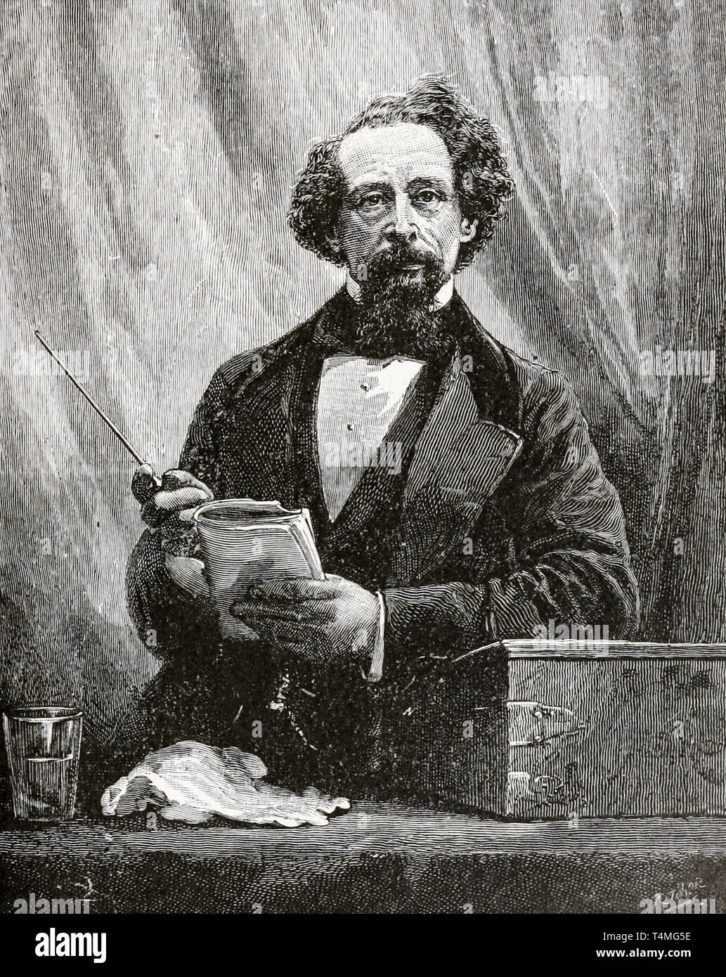 Charles Dickens (1812-1870), gravure portrait, 1892 Banque D'Images