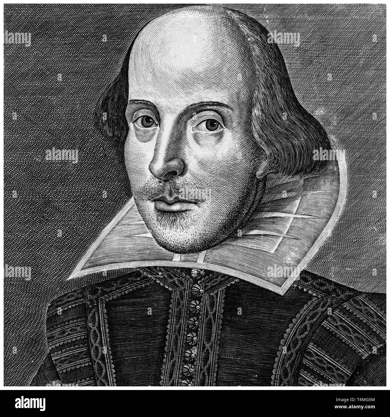 William Shakespeare (1564-1616), gravure, portrait Martin Droeshout, 1623 Banque D'Images