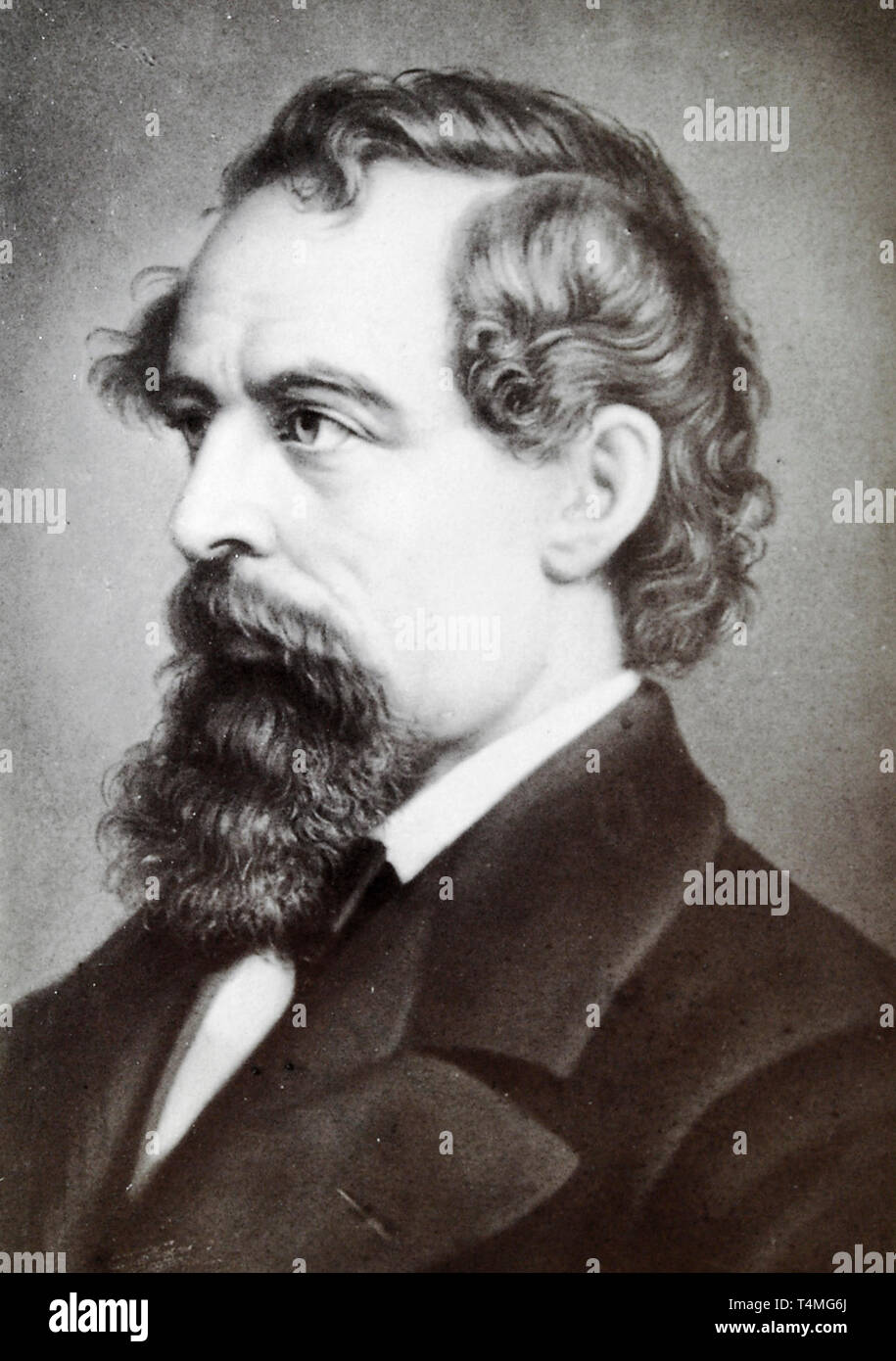 Charles Dickens (1812-1870), portrait photographique, 19e siècle - à partir d'une carte de visite Banque D'Images