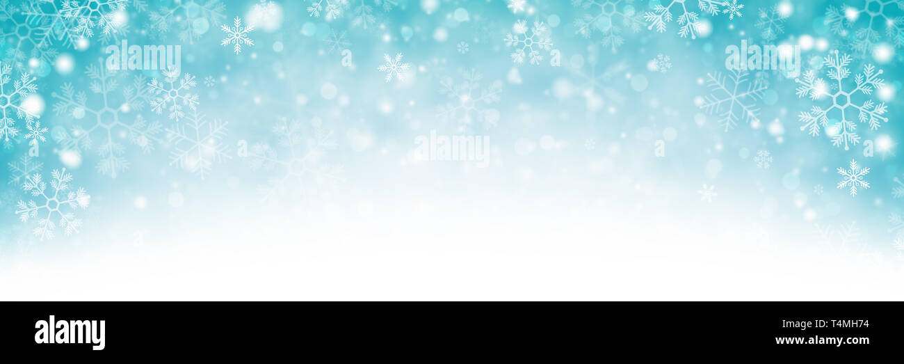 Tomber les flocons de l'hiver, la bannière de fond / Concept de Noël Banque D'Images