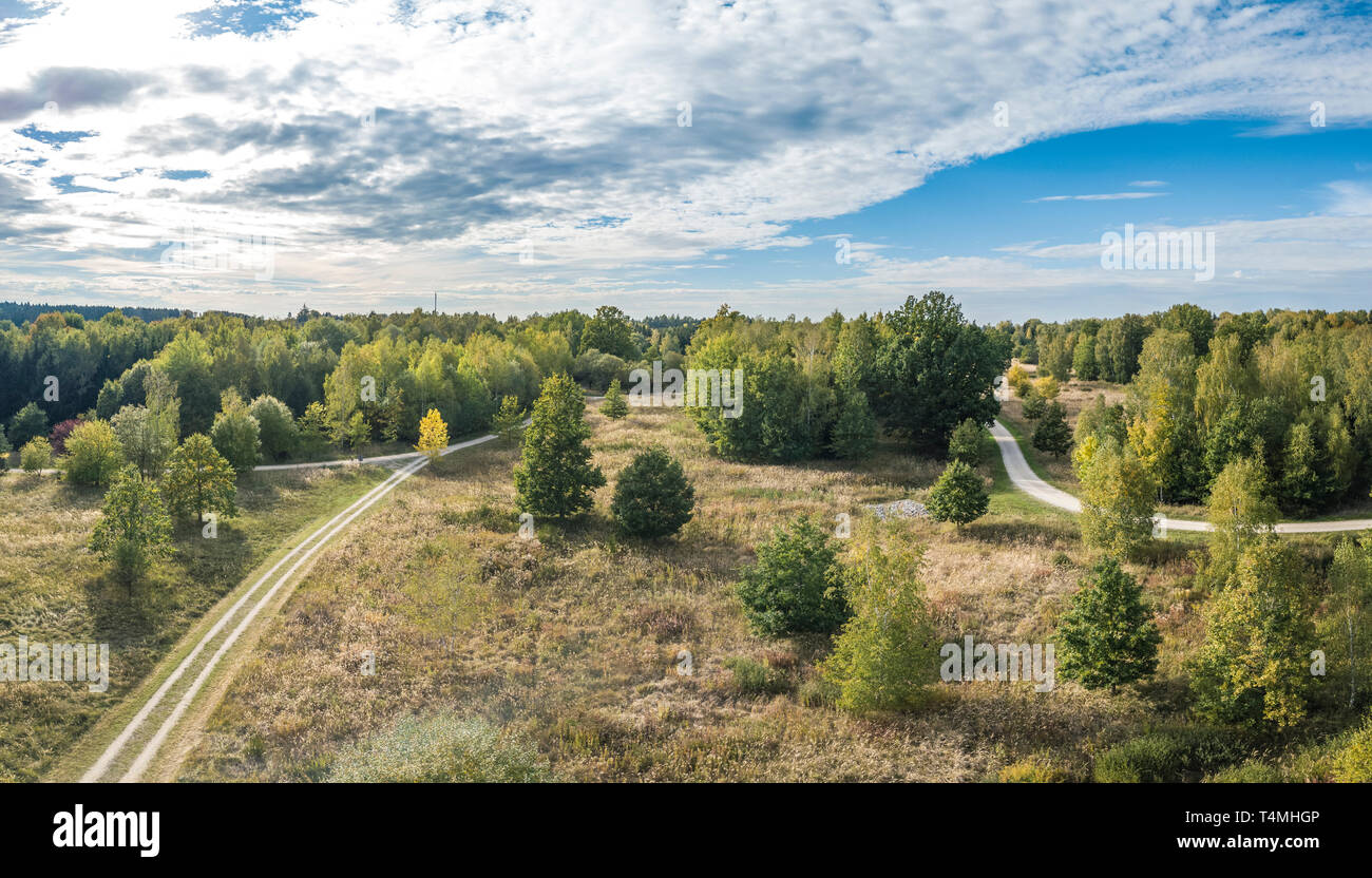 Vue aérienne dans l'Deuringer Heide, un secteur près de Stadtbergen près d'Augsbourg dans l'ouest de bois. Banque D'Images