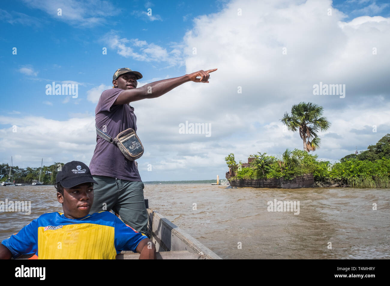 Maroni River près de Saint-Laurent, Guyana, Guyane, France Banque D'Images