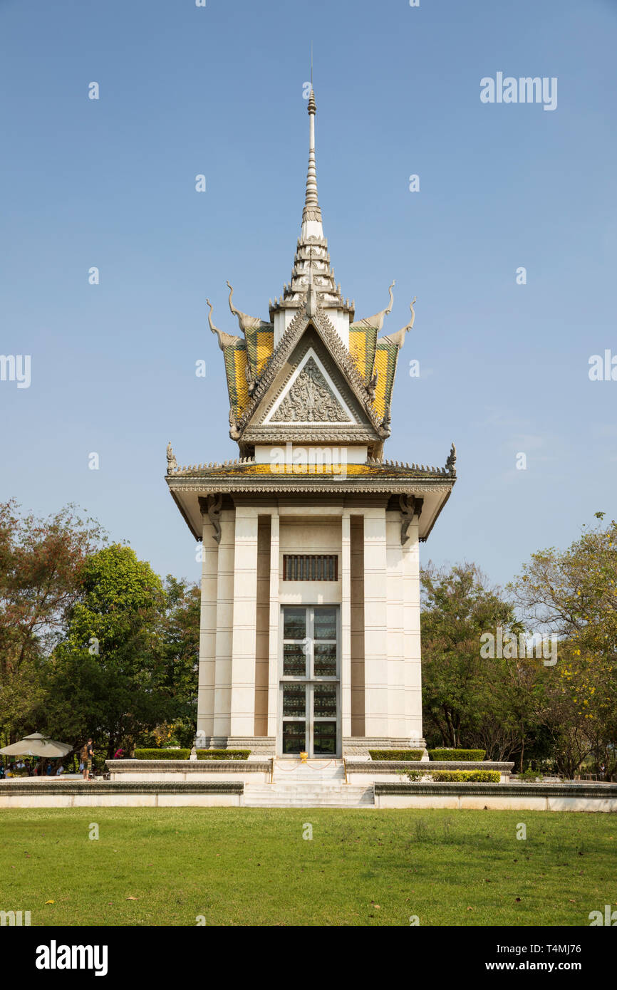 Le Stupa commémoratif au champs de la Mort de Choeung Ek, Phnom Penh, Cambodge, Asie du Sud, Asie Banque D'Images