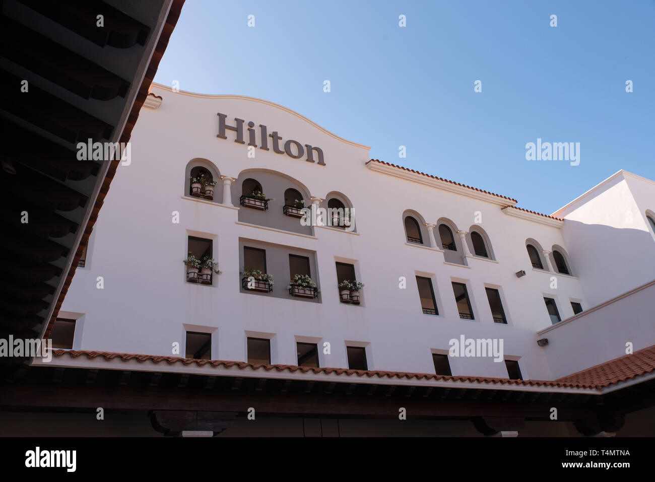 Zimmer mit Aussicht im Hilton Los Cabos, Baja California, Mexique. / Chambre avec vue à l'hôtel Hilton Los Cabos, en Basse-Californie, au Mexique. Banque D'Images