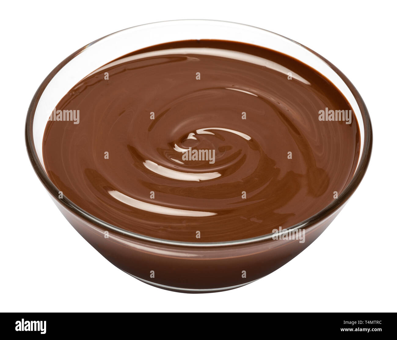 Bol en verre de crème au chocolat ou chocolat fondu isolated on white Photo  Stock - Alamy