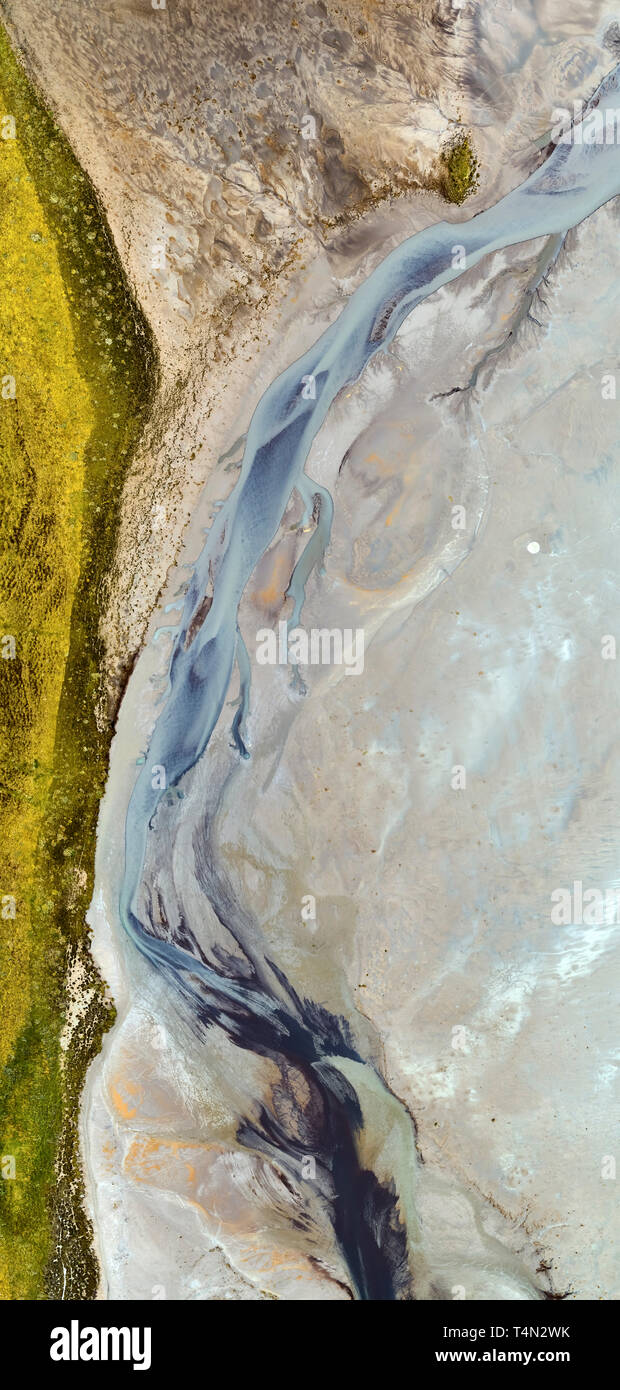 Modèles de Riverbed, rivière Skafta, Islande Cette image est tourné à l'aide d'un drone. Banque D'Images