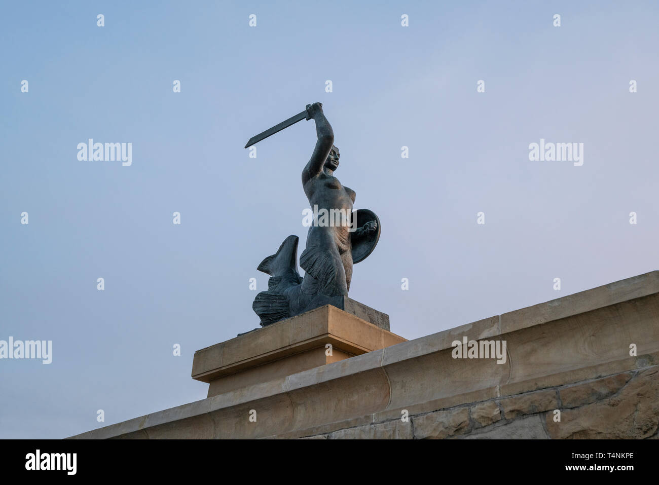 Varsovie, Pologne. Le 6 avril 2019. Une vue de la statue de sirène à Varsovie Banque D'Images