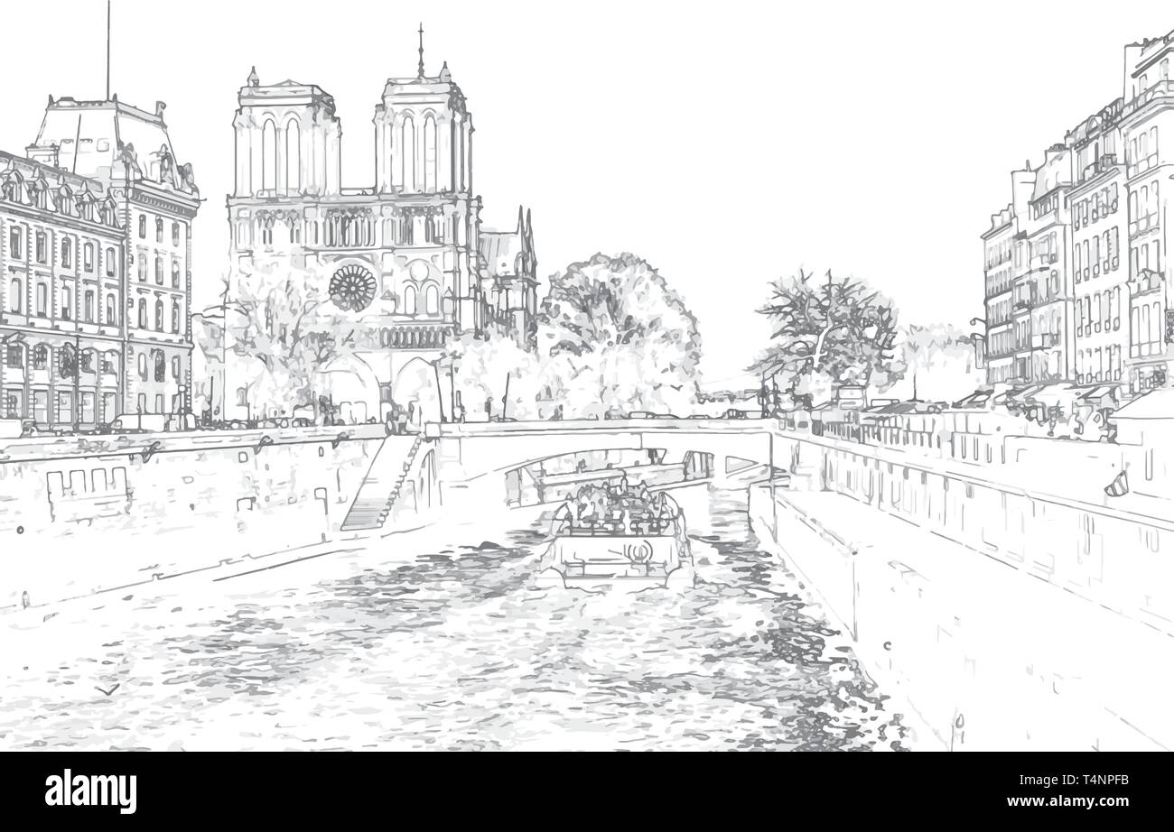 Vector Illustration de Notre Dame de Paris Illustration de Vecteur